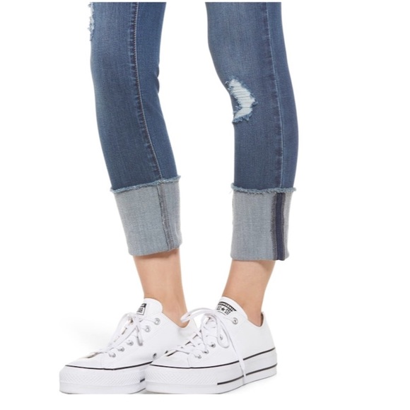 1822 Vintage Taylor Destructed RollCuff Crop Jeans - Picture 4 of 5